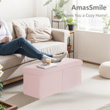 AmasSmile Footrest Ottoman Bench with Storage,34Inch Black Leather Footstool, Coffee Table, Padded Seat, Storage Chest,Blanket Store with Flipping Lid for Livingroom and Bedroom