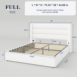 Allewie King Size Lift Up Storage Bed, Modern Wingback Headboard, Hydraulic Support, No Box Spring Needed, Light Beige