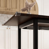 Feonase 5-Piece Dining Table Set for 4-8 People, 63" Large Extendable Kitchen Table Set with 2 Benches and 2 Square Stools, Dining Room Table with MDF Wood Board, Easy Assembly, Black