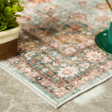 TOPRUUG Washable Oriental Area Rug - 12x15 Rugs for Living Room Soft Carpet for Bedroom Waterproof Floral Distressed Indoor Stain Resistant Non-Shedding Floor Carpets (Green, 12x15)