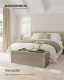 SONGMICS MAZIE Collection - 30 Inches Storage Ottoman Bench with Flipping Lid, Storage Chest Footstool, Load 660 lb, for Entryway, Living Room, Bedroom, Synthetic Leather, Black ULSF45BK