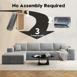 135.4" Cloud Modular Sectional Couch with 1 Ottoman,Modern Minimalist Upholstered Couches, Comfort U Shaped Sofa for Living Room,Deep Seat Corner Couch，No Assembly Required (Black,Left Facing Chaise)