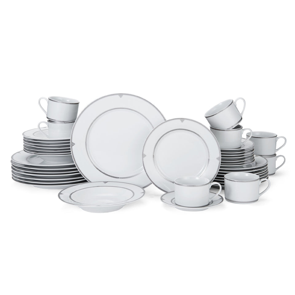 Mikasa Parchment 40-Piece Dinnerware Set, Service for 8, Durable Porcelain Plates, Bowls, and Mugs with Contemporary Design, Dishwasher Safe