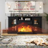 oneinmil 36 Inch 3-Sided Glass Fireplace TV Stand for TVs up to 80", Rustic Media Entertainment Center Console Table with Glass Door Closed Storage, Set of TV Table, White