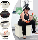 DocSafe Storage Ottoman with Lock,Fireproof Folding Ottoman Foot Rest Stool Storage Chest with Storage Safe for Important Documents,Waterproof 17 Inches Short Ottoman Foot Stool with Handles,Black