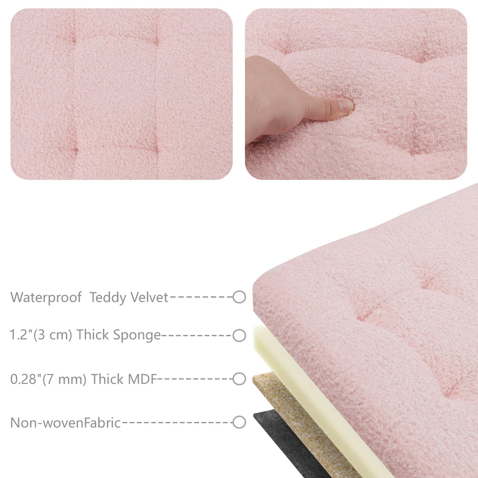 AmasSmile Footrest Ottoman Bench with Storage,34Inch Black Leather Footstool, Coffee Table, Padded Seat, Storage Chest,Blanket Store with Flipping Lid for Livingroom and Bedroom