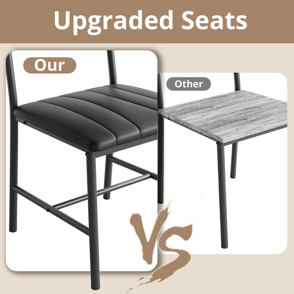 IRONCK Dining Table Set for 4, Kitchen Table with Upholstered Bench and 2 Chairs, Kitchen Table and Chairs Set for Small Space, Apartment, Rustic Brown