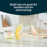 Libbey Ascent Tumbler and Rocks Drinking Glasses Set of 16, Glass Drinking Glasses with Curvature, Versatile Glassware Set for Parties and More