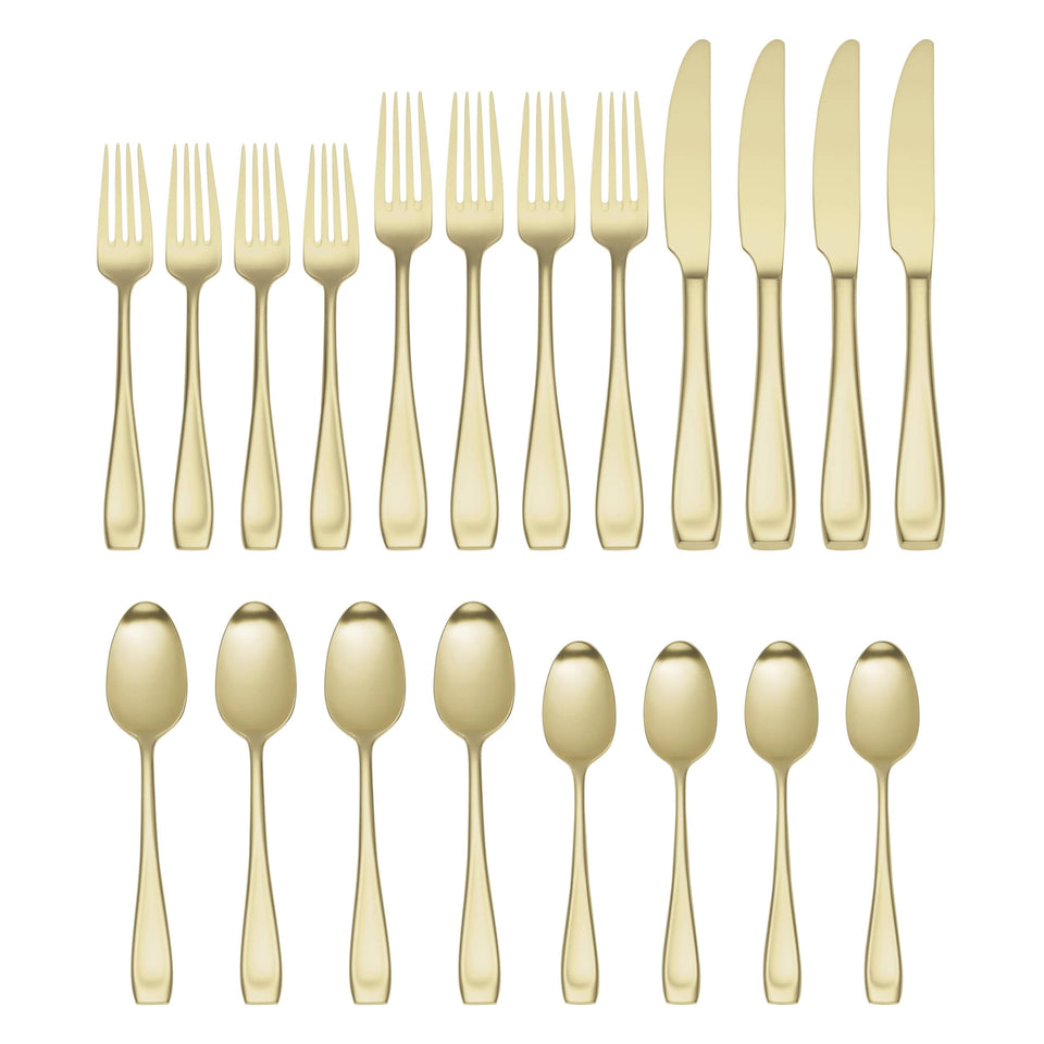 Oneida Silverware Set For 12, Moda 65-Piece Fine Flatware Set with Serving Utensils, Service For 12, 18/10 Stainless Steel, Dishwasher Safe For home, Knives Spoons and Forks Set (Silver, 65 pieces)