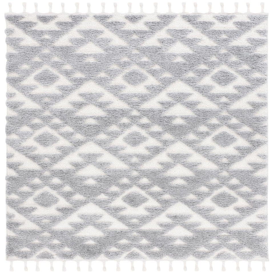 SAFAVIEH Area Rug 8x10 - Moroccan Tassel Shag Collection - Large - Ivory & Brown, Boho Design, Non-Shedding & Easy Cleaning, Plush Pile, Ideal for Living Room, Bedroom, Dining Space (MTS688A)