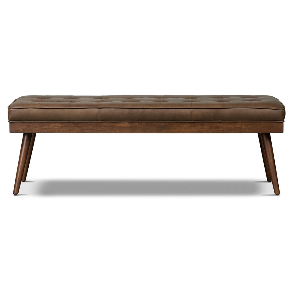 POLY & BARK Napa 72" Apartment Sofa – Italian-Tanned Full-Grain Pure-Aniline or Semi-Aniline Leather, Feather-Down Cushioning, Kiln-Dried Solid Wood Frame, Walnut Legs - Cognac Tan