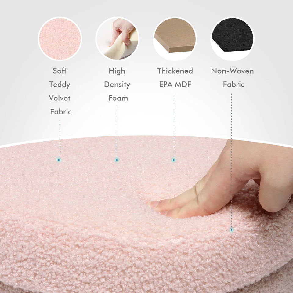 B FSOBEIIALEO Storage Ottoman Cube, Flowers Shaped Ottomans with Storage Foot Stool Footrest for Lving Room, Boucle Ottoman Seat for Dorm Room,Faux Teddy Fur, Cream White 12.6"x12.6"x12.6"