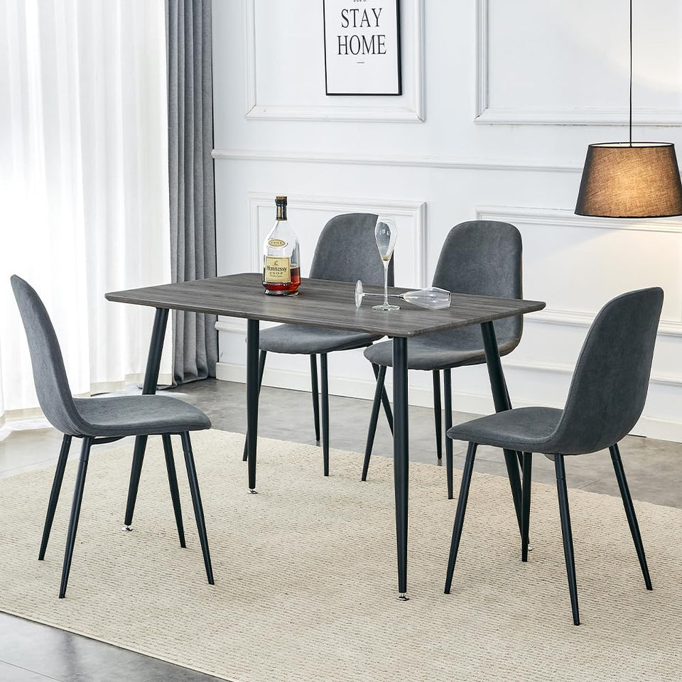MUUOKY Dining Table Set for 4, Modern 55'' Wood Dinette Table Set for 4 with Fabric Dining Chairs,Table and Chairs Set of 4,Ideal for Kitchen Dining Room