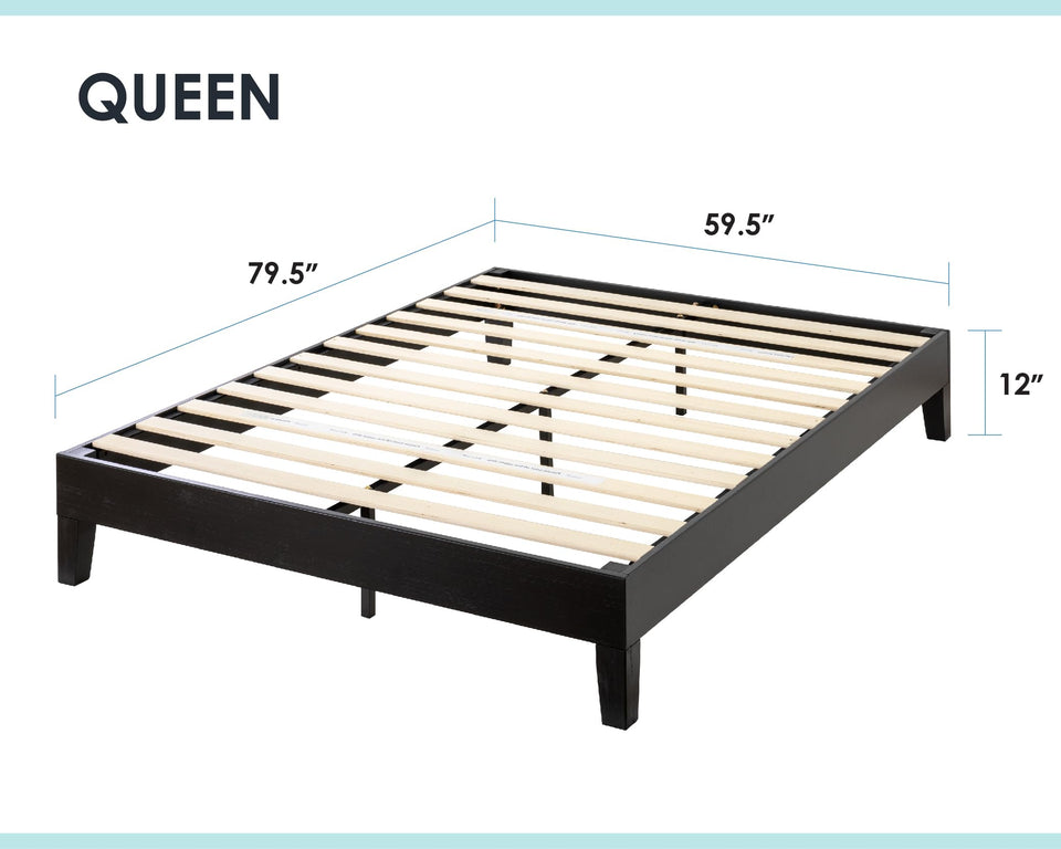 Mellow Naturalista Classic 12-Inch Solid Wood Platform Bed | Wooden Slats, No Box Spring Needed, Easy Assembly | Full, Espresso