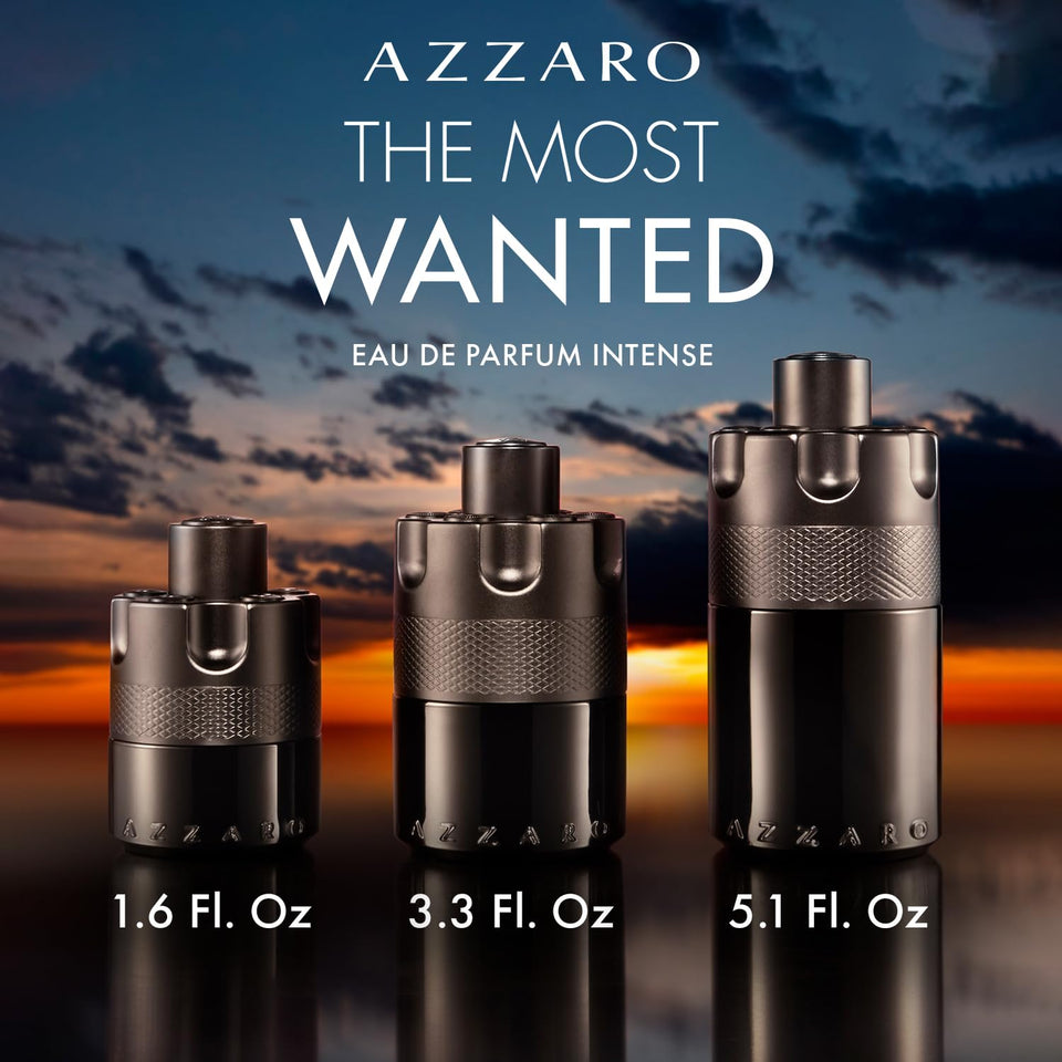 Azzaro The Most Wanted Eau de Parfum Intense - Woody & Seductive Mens Cologne - Fougère, Ambery & Spicy Fragrance for Date Night - Lasting Wear - Luxury Perfumes for Men - Full Size, 3.3 Fl. Oz