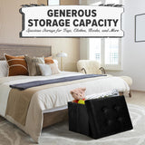 LINMAGCO Ottoman Storage Ottoman with Storage Small Foot Rest Stool Under Desk Stool Short Folding Footrest Linen Cloth Dark Gray 16X12X12IN