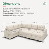 HONBAY Sectional Sleeper Sofa Pull Out Bed with Storage Chaise, Sectional Sofa Couch, Sleeper Couch Bed for Living Room, Dark Grey