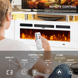 OneBlis 70" TV Stand for Living Room, Modern Entertainment Center & Media Console, Fits TVs up to 80", Storage Cabinet with Shelves, 36" Electric Fireplace with LED Flame (All Black)