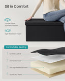 SONGMICS MAZIE Collection - 43 Inches Folding Storage Ottoman Bench, Ottoman with Storage, Foot Rest Stool, Load 660 lb, for Living Room, Synthetic Leather, Black ULSF701