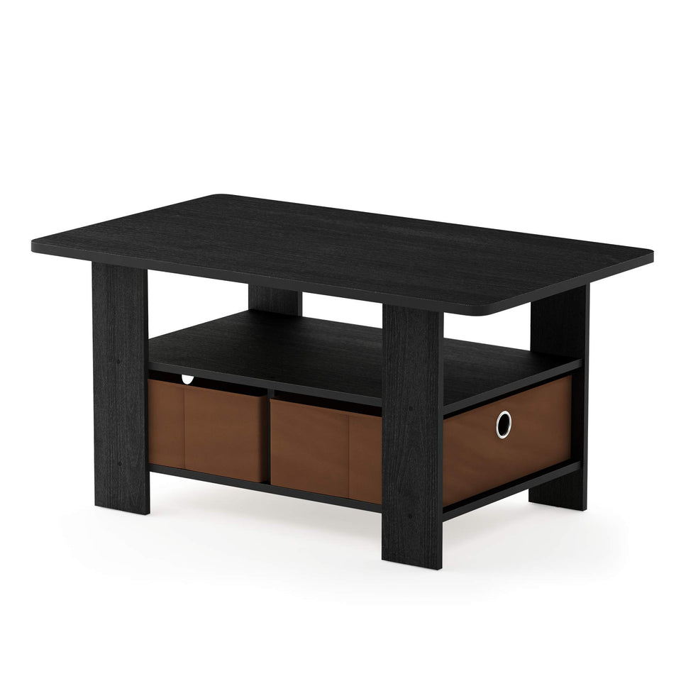 FURINNO Turn-N-Tube Coffee Table, 31.22D x 15.5W x 15.8H in, French Oak Grey/Black/Black