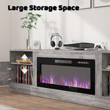 Lemberi Fireplace tv Stand with 36 inch Fireplace Up to 90" TVs, LED Light Entertainment Center and Storage, 80" Modern Wood Media TV Console with Highlight Cabinet for Living Room (White)