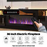 Lemberi Fireplace tv Stand with 36 inch Fireplace Up to 90" TVs, LED Light Entertainment Center and Storage, 80" Modern Wood Media TV Console with Highlight Cabinet for Living Room (White)