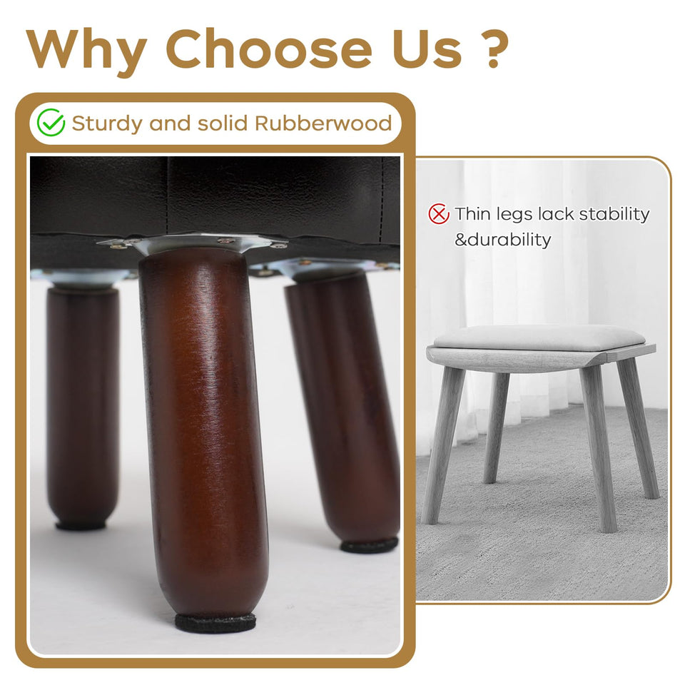 oakvivo 13in Small Foot Stool Ottoman, Round Faux Leather Foot Rest for Couch, Under Desk Pouf Footstool Footrest with Non-Skid Rubber Legs for Ling Room, Bedroom, 13''L x 13''W x 10.2''H, Green