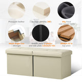 AmasSmile Footrest Ottoman Bench with Storage,34Inch Black Leather Footstool, Coffee Table, Padded Seat, Storage Chest,Blanket Store with Flipping Lid for Livingroom and Bedroom