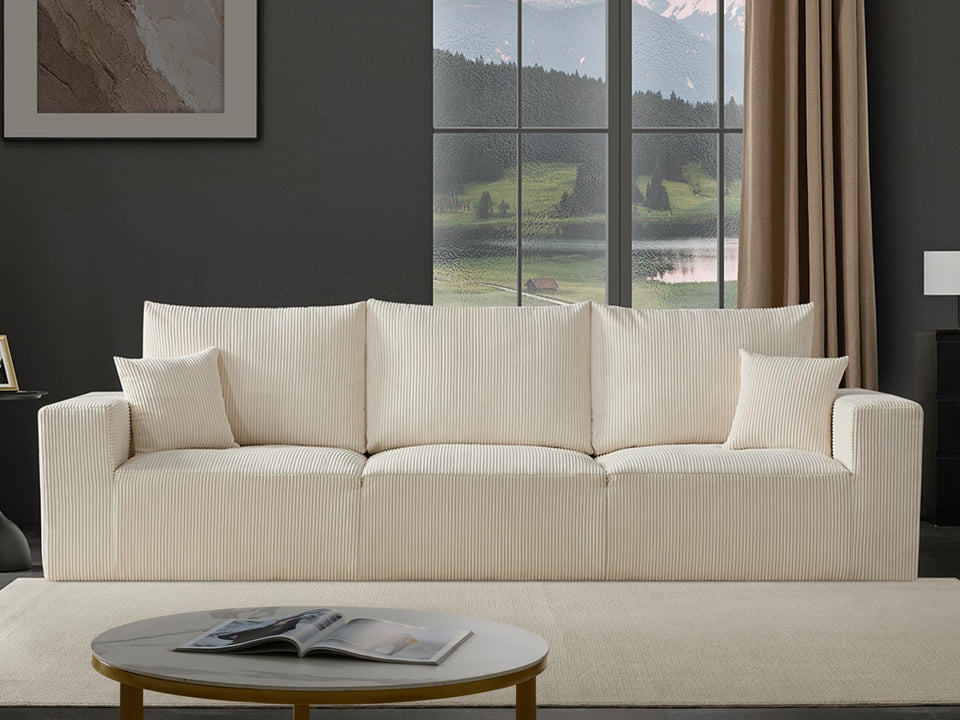 Boneless Sectional Cloud Couch Sofa for Living Room, 112" U-Shaped Modular Modern Lounge Sleeper Black Couches with Chaise, No Assemble, Cordury Compression Upholstered Sofas