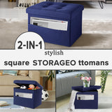 LINMAGCO Ottoman Storage Ottoman with Storage Small Foot Rest Stool Under Desk Stool Short Folding Footrest Linen Cloth Dark Gray 16X12X12IN