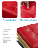 AmasSmile Storage Ottoman Folding Foot Rest Stool, Leather Footstool Bench, Short Ottoman Stool, Storage Foot Rest Store, Books (Black, 17" D x 13" W x 13" H)