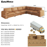 EASE MOOSE Leather Sectional Couch, Oversized Modular Sectional Sofas, Wide Deep Seat Modular Couch, Scratch Resistant Faux Leather Material, L Shaped Sofa for Big Spaces,Beige