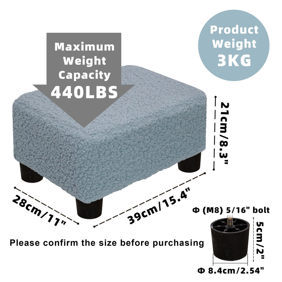 CAROLMADE Small Foot Stool Ottoman Footstool with Legs Under Desk Footrest for Living Room Bedroom and Office, Soft Ivory White