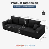 Sectional Cloud Boneless Sofa Couches for Living Room-113'' Beige 3 Seater U-Shaped Modern Lounge Couch-No Assembly Modular Corduroy Convertible Sponge Sleeper Sofas with Chaise for Home House