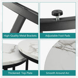 Smuxee Nesting Coffee Table Set of 2, 23.6" Round Coffee Table Wood Grain Top with Adjustable Non-Slip Feet, Industrial End Table Side Tables for Living Room Bedroom Balcony Yard