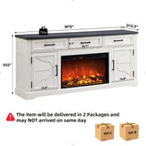 JXQTLINGMU Farmhouse Fireplace TV Stand for Up to 80 Inch TV, Entertainment Center with 30" Electric Fireplace for 65 75 Inch TV, 70" TV Stand with Storage Cabinet Drawer for Living Room (Off White)
