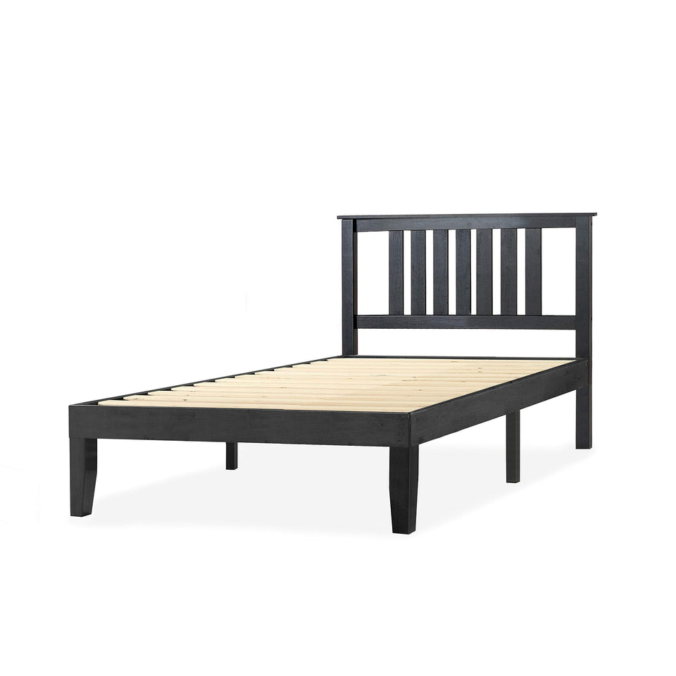 Mellow Naturalista Classic 12-Inch Solid Wood Platform Bed | Wooden Slats, No Box Spring Needed, Easy Assembly | Full, Espresso