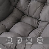 Welnow Lazy Chair with Ottoman, Modern Lounge Accent Chair with Armrests and a Side Pocket, Leisure Sofa Armchair, Reading Armchair with Footrest for Small Space, Dark Grey