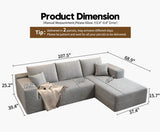 135.4" Cloud Modular Sectional Couch with 1 Ottoman,Modern Minimalist Upholstered Couches, Comfort U Shaped Sofa for Living Room,Deep Seat Corner Couch，No Assembly Required (Black,Left Facing Chaise)