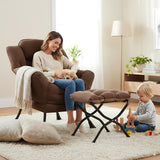 LITA Lazy Chair with Ottoman, Modern Accent Leisure Upholstered Lazy Sofa Armchair, Contemporary Lounge Reading Chair with Armrests and a Side Pocket for Living Room, Bedroom & Small Space, Dark Grey