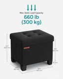 SONGMICS 15 Inches Cube Storage Ottoman, Bedroom Bench with Storage, Foot Stool with Feet, Holds Up to 660 lb, Dark Gray ULSF14GYZ