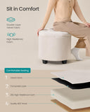 SONGMICS Round Ottoman, Ottoman with Storage, 17.7 Dia. x 17.5 H Inches Foot Rest with Legs, Load up to 330 lb, for Living Room, Bedroom, Dark Gray ULOM011G01