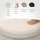 B FSOBEIIALEO Storage Ottoman Cube, Flowers Shaped Ottomans with Storage Foot Stool Footrest for Lving Room, Boucle Ottoman Seat for Dorm Room,Faux Teddy Fur, Cream White 12.6"x12.6"x12.6"