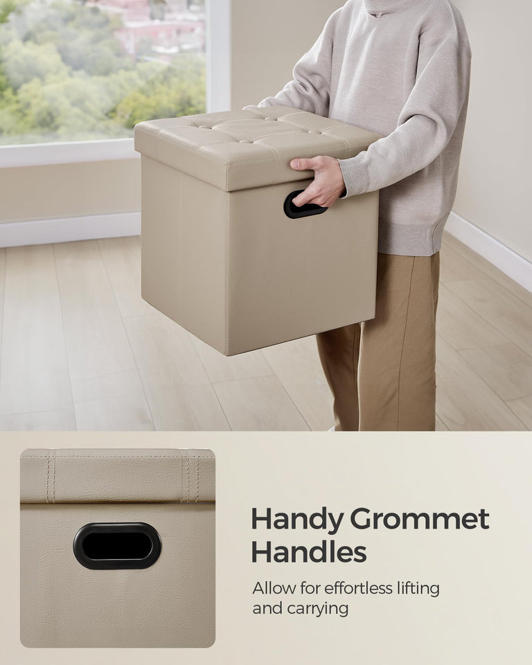 SONGMICS MAZIE Collection - 30 Inches Storage Ottoman Bench with Flipping Lid, Storage Chest Footstool, Load 660 lb, for Entryway, Living Room, Bedroom, Synthetic Leather, Black ULSF45BK