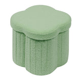 B FSOBEIIALEO Storage Ottoman Cube, Flowers Shaped Ottomans with Storage Foot Stool Footrest for Lving Room, Boucle Ottoman Seat for Dorm Room,Faux Teddy Fur, Cream White 12.6"x12.6"x12.6"