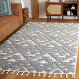 SAFAVIEH Area Rug 8x10 - Moroccan Tassel Shag Collection - Large - Ivory & Brown, Boho Design, Non-Shedding & Easy Cleaning, Plush Pile, Ideal for Living Room, Bedroom, Dining Space (MTS688A)