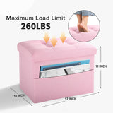 LINMAGCO Ottoman Storage Ottoman with Storage Small Foot Rest Stool Under Desk Stool Short Folding Footrest Linen Cloth Dark Gray 16X12X12IN