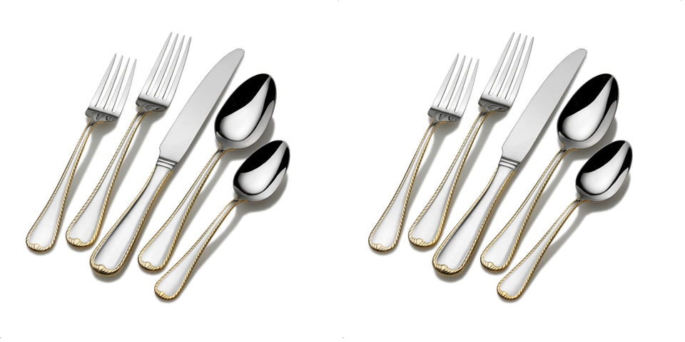 Mikasa Regent Bead 65-Piece Flatware Set for 12, 18/10 Stainless Steel Silverware with Full Service and Serving Utensils, Classic Beaded Edge Design