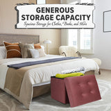 LINMAGCO Ottoman Storage Ottoman with Storage Small Foot Rest Stool Under Desk Stool Short Folding Footrest Linen Cloth Dark Gray 16X12X12IN