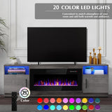 Lemberi Fireplace tv Stand with 36 inch Fireplace Up to 90" TVs, LED Light Entertainment Center and Storage, 80" Modern Wood Media TV Console with Highlight Cabinet for Living Room (White)